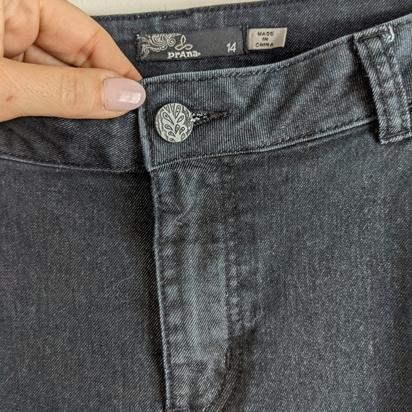 𝅺PRANA Kayla Black Wash Denim Straight Leg Jeans 14 Mid Rise Organic Cotton - Picture 9 of 14